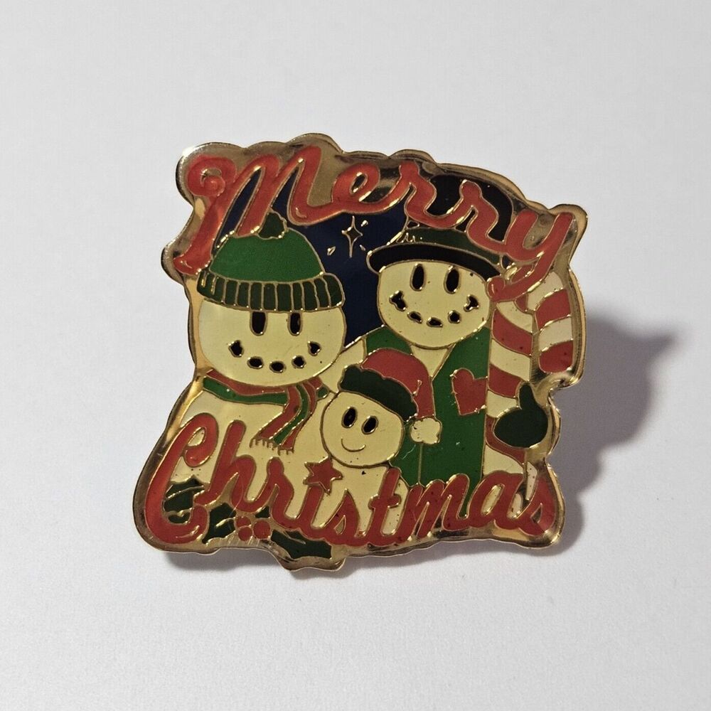 Merry Christmas Snowman Enamel Holiday Pin